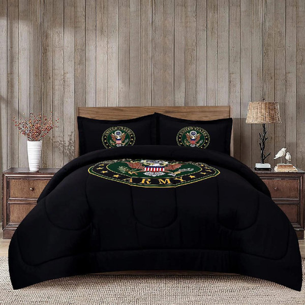 Shuda US Army All Purpose King Black Comforter Set, Premium Microfiber